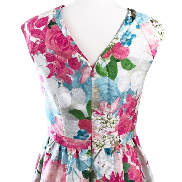 CYNTHIA STEFFE Floral Print Dress Jacquard Pink Peony Cocktail Fit & Flare 6 NWT - Picture 7 of 8